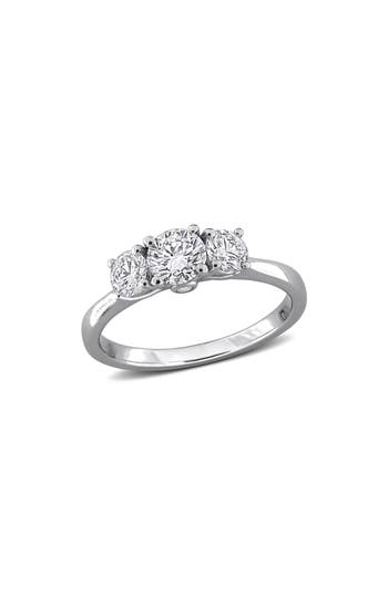 Created Forever Sterling Silver Lab Grown Diamond 3-stone Engagement Ring In Silver