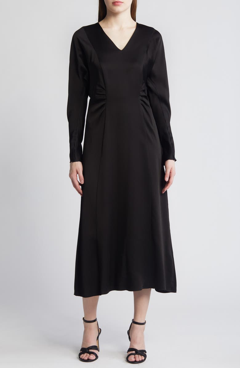 BOSS Daniki Long Sleeve A-Line Dress, Main, color, Black