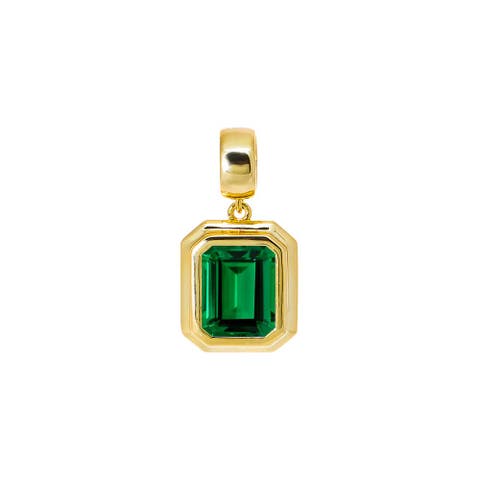 Colored CZ Emerald Bezel Pendant