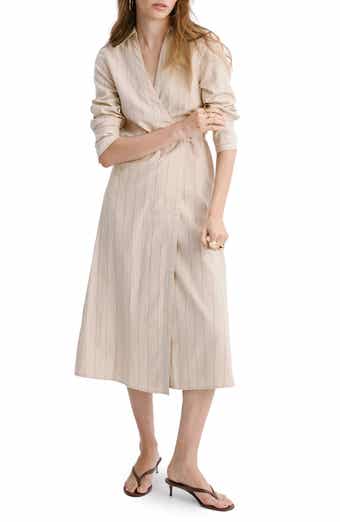 Stripe Wrap Front Shirtdress