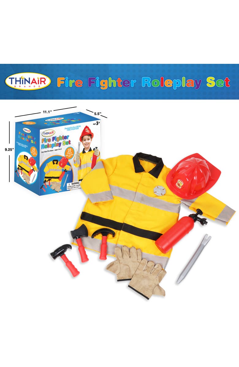Playful Minds Firefighter Roleplay Set, 10 Piece Costume, Alternate, color, Multicolored