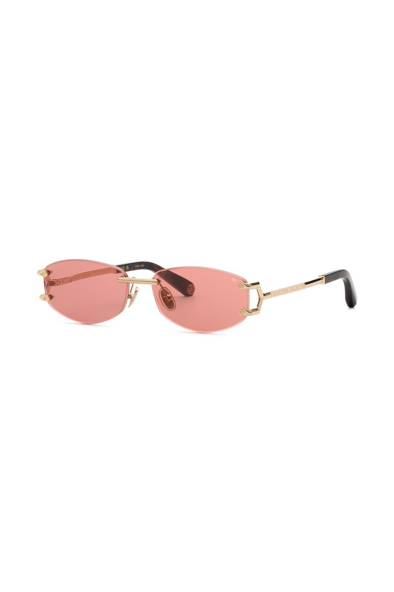 Rimless Oval Metal Sunglasses Men, Alternate, color, red
