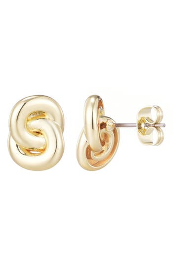 Adornia Knot Stud Earrings In Gold