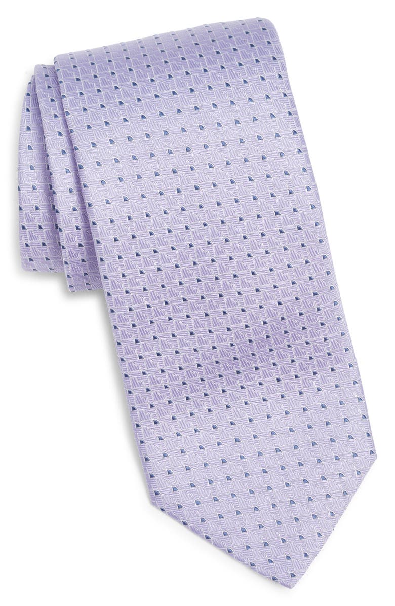 Canali Geometric Silk Tie, Main, color, Light Purple