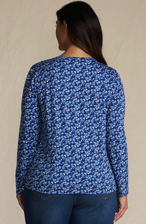 Lands' End Relaxed Supima Cotton Long Sleeve Crew Neck T-shirt In Blue