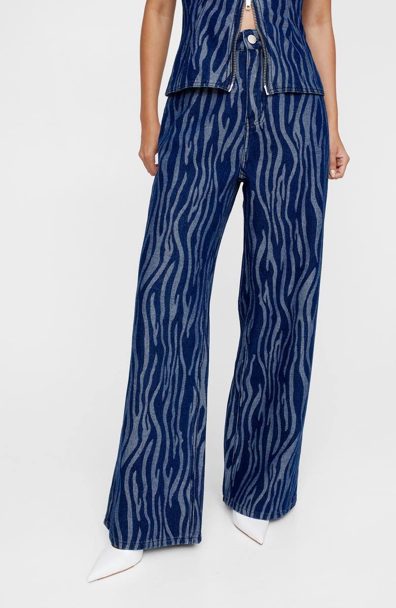 NASTY GAL Zebra Print Wide Leg Jeans, Main, color,