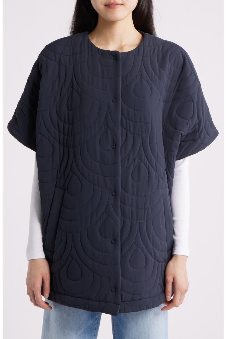 Blossom Short Sleeve Quilted Cape, Main, color, DARK INDIGO