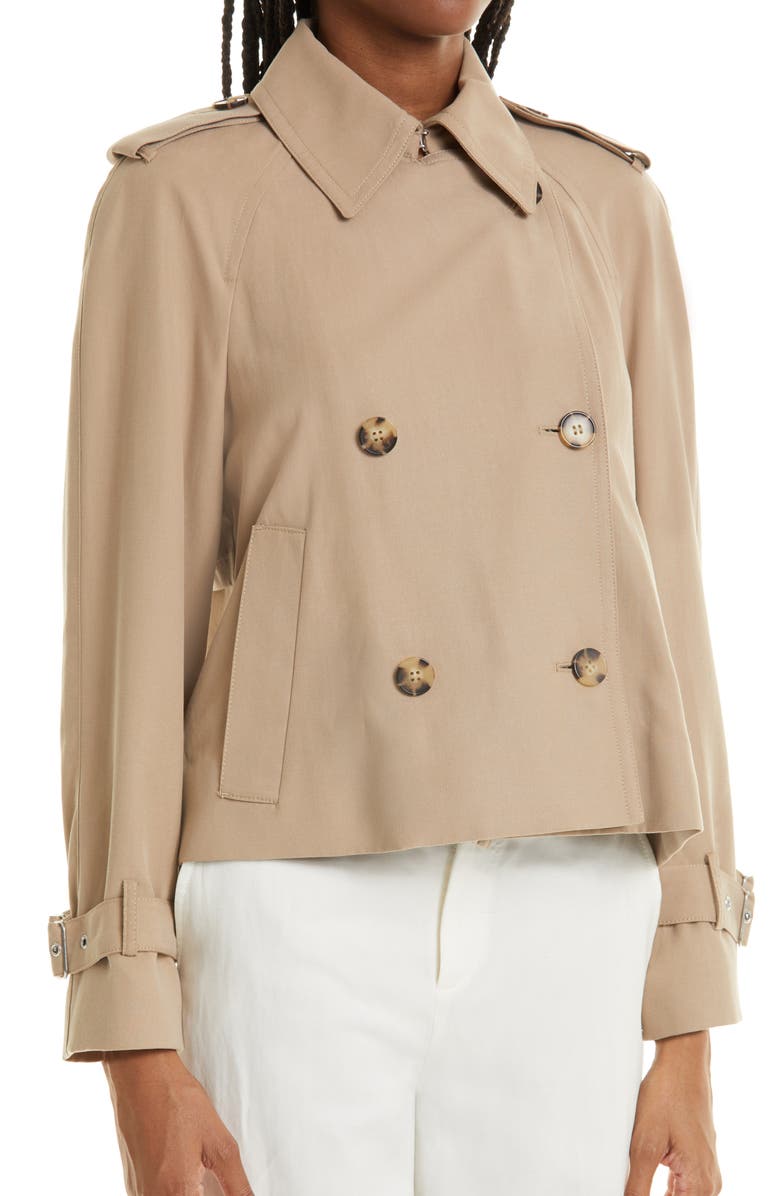 Club Monaco Soft Crop Trench Coat, Alternate, color, Dune