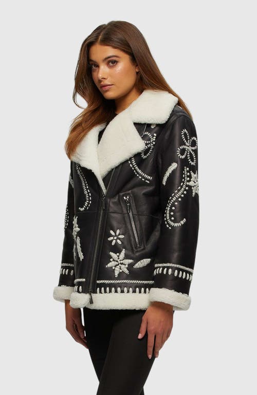 Gorski Shearling Lamb Jacket With Embroidery In Black