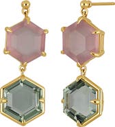 Bony Levy 14K Gold Amethyst & Prasiolite Drop Earrings