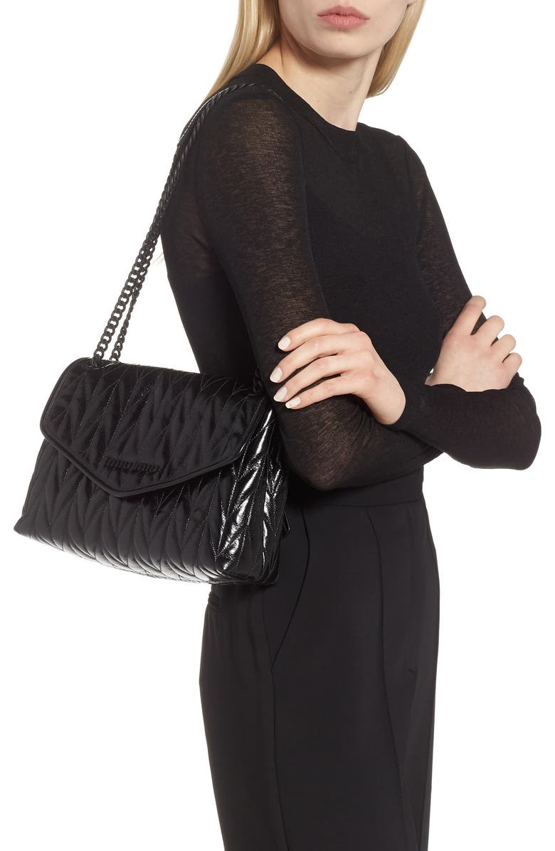 Miu Miu Matelassé Quilted Leather Shoulder Bag, Alternate, color,