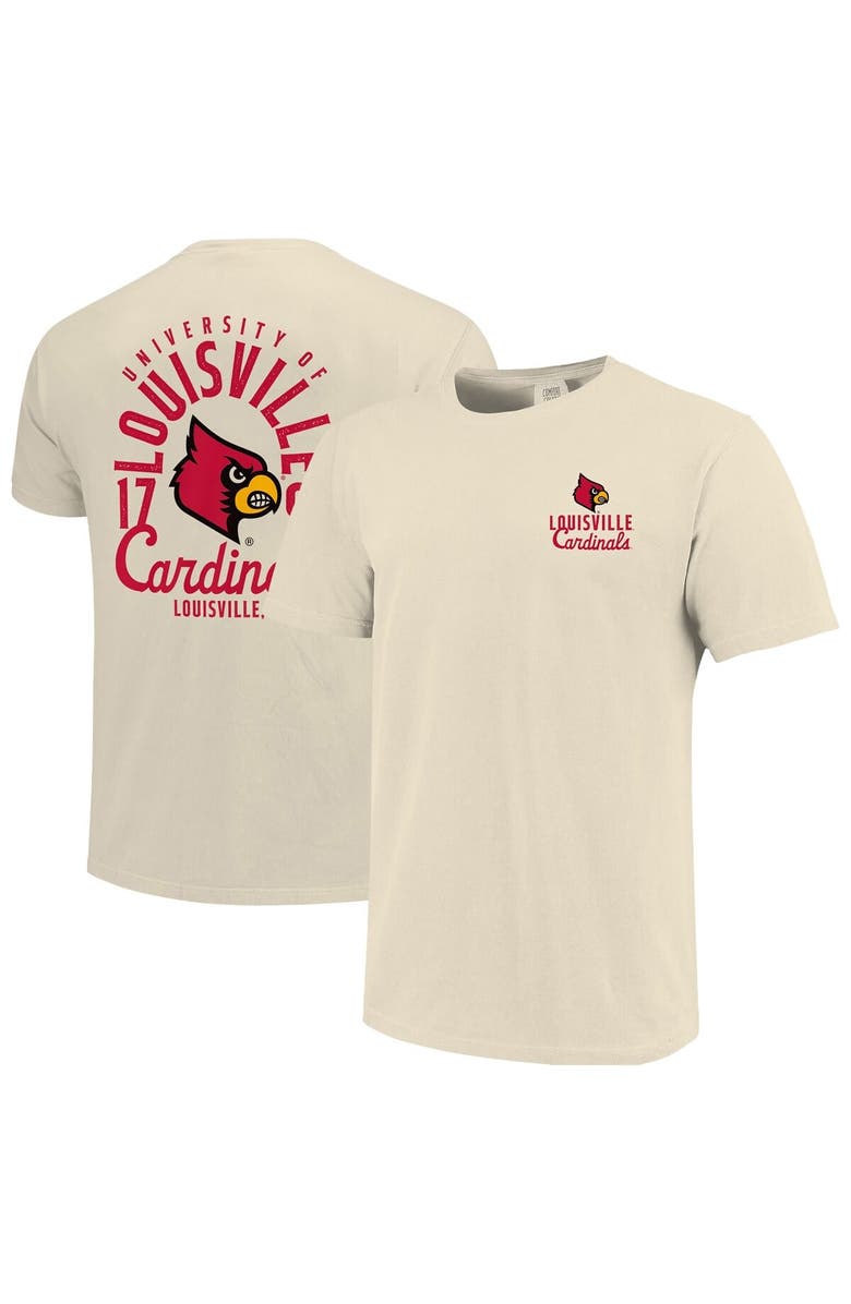 IMAGE ONE Men's Cream Louisville Cardinals Comfort Colors Mascot Overlay T-Shirt, Main, color, Cream