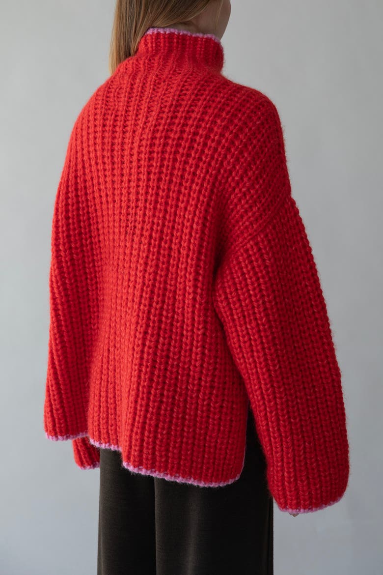 Sylvie Handknit Pullover, Alternate, color, SCARLETT