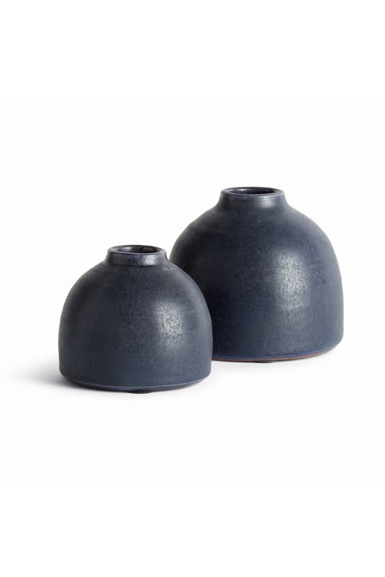 Studio Bud Vases, Set of 2 - Navy Terracotta, Handcrafted, Main, color, Blue