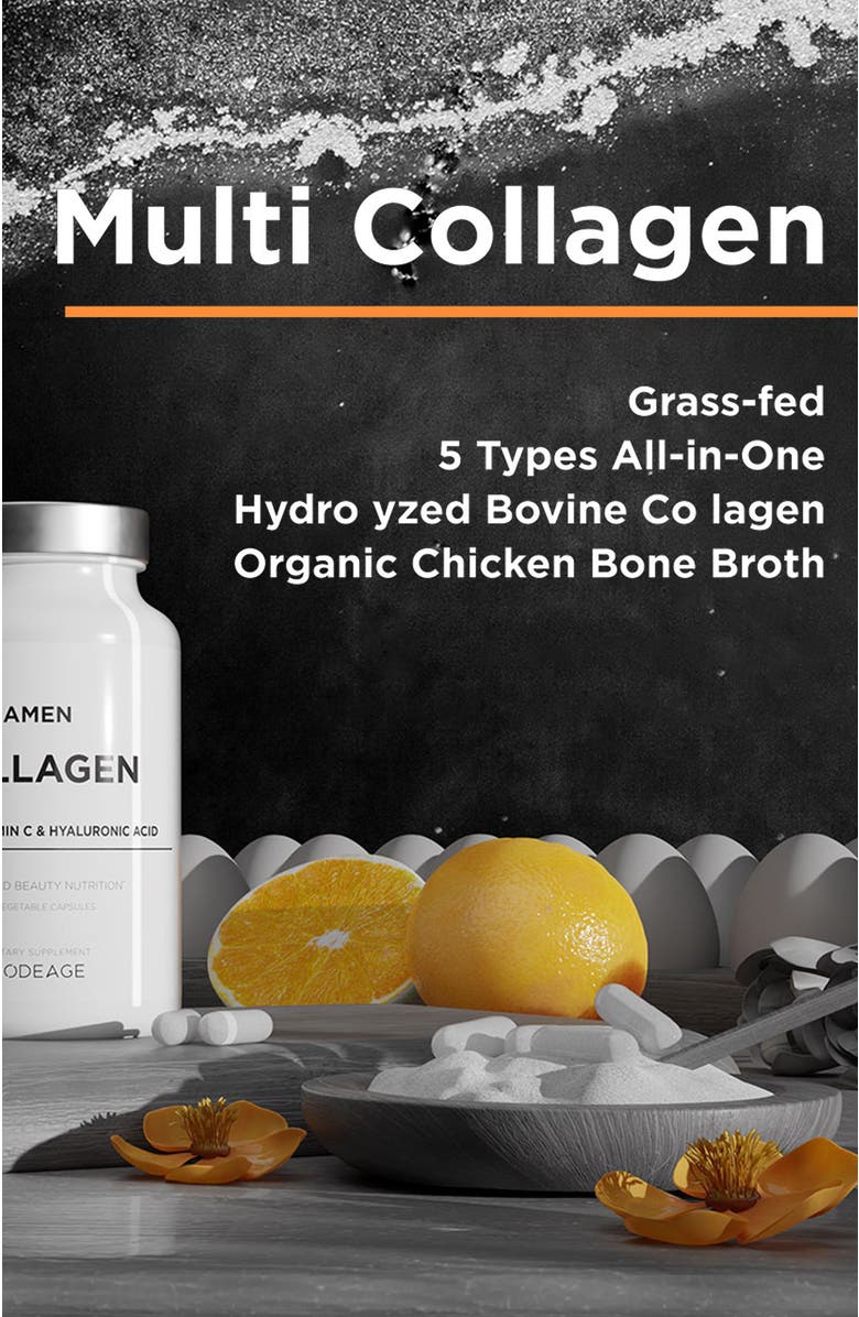 Codeage Amen Collagen Peptides + Hyaluronic Acid & Vitamin C, Alternate, color, White