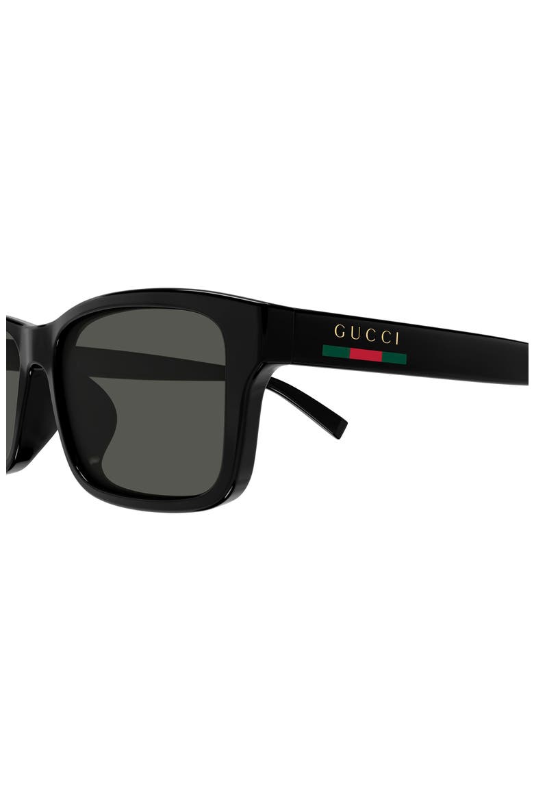 57mm Rectangular Sunglasses, Alternate, color, BLACK