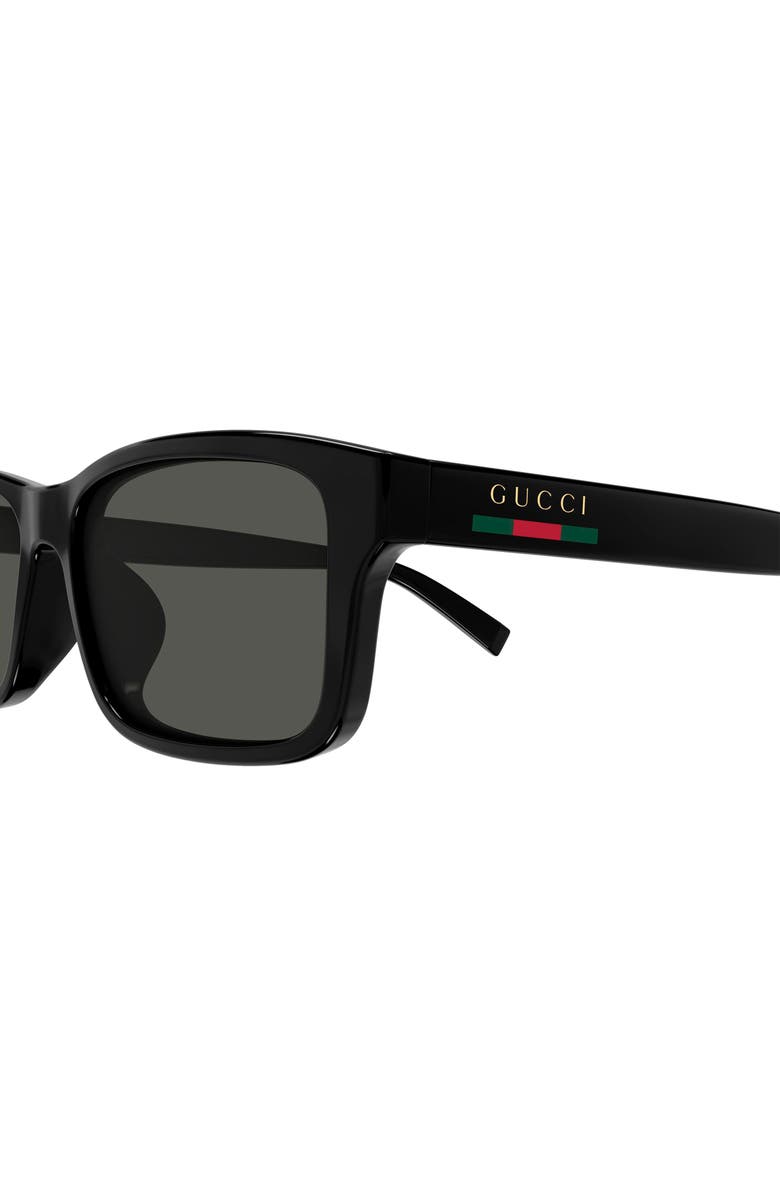 Gucci 57mm Rectangular Sunglasses, Alternate, color, Black