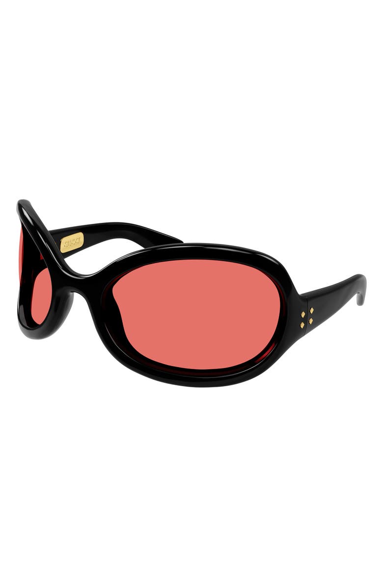 Gucci 77mm Wraparound Sunglasses, Alternate, color,