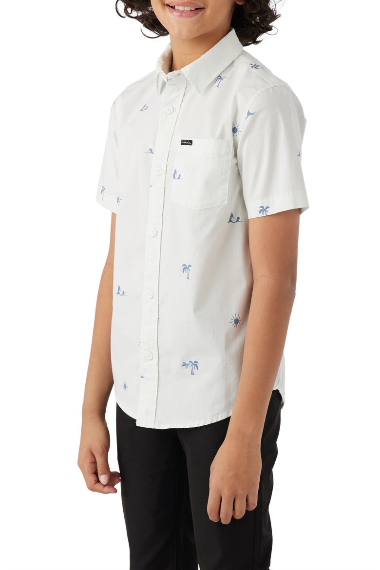Kids' Quiver Short Sleeve Stretch Button-Up Shirt, Alternate, color, NATURAL