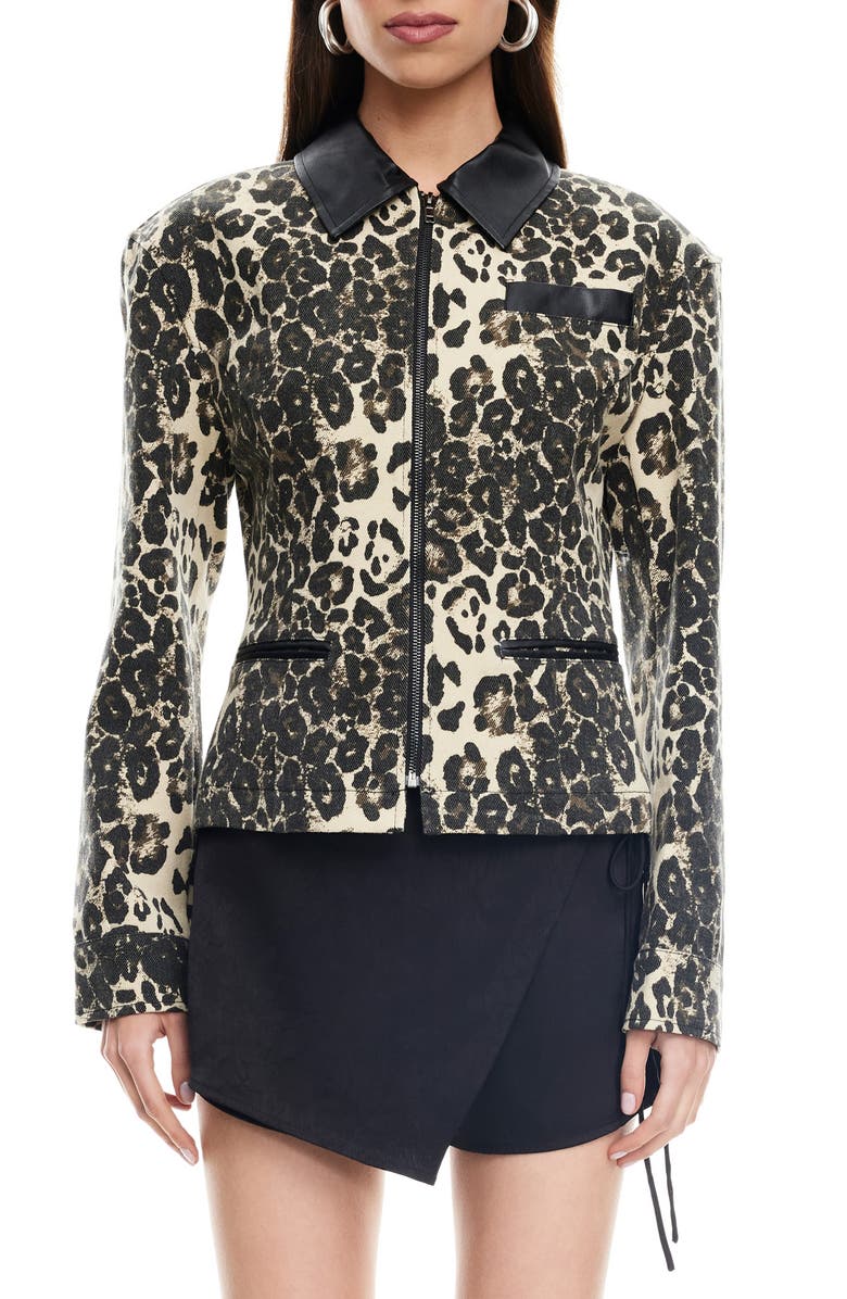 LIONESS Soho Leopard Print Jacket, Main, color, Leopard