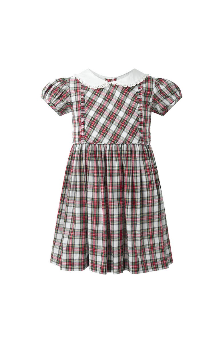 Rachel Riley Ivory Tartan Frill Front Dress, Main, color, Red