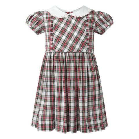 Ivory Tartan Frill Front Dress