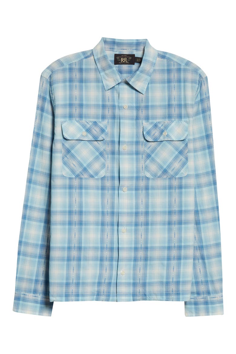 Men's Carter Camp Plaid Button-Up Shirt, Alternate, color, BLUE/ CREAM