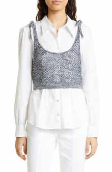 Elodie Tie Strap Open Stitch Crop Sweater Tank
