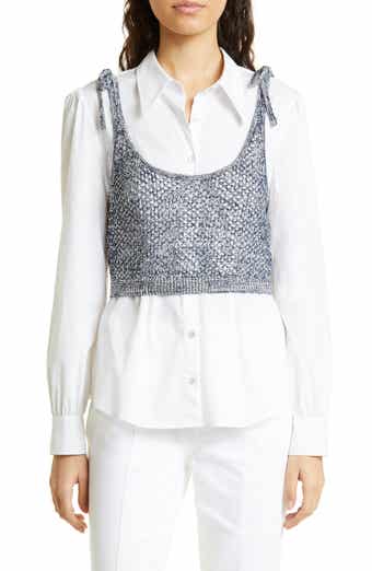 Elodie Tie Strap Open Stitch Crop Sweater Tank