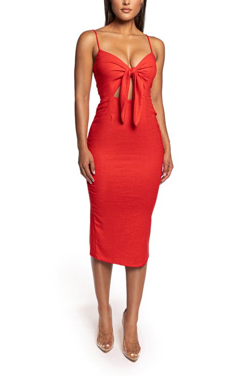 Front Tie Midi Dress