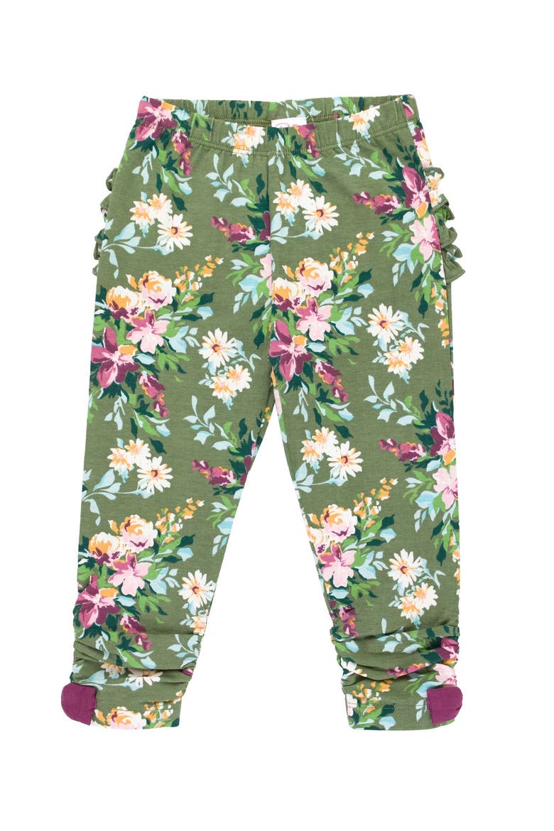 Baby Girls Ruched Bow Leggings, Alternate, color, Enchanted Garden