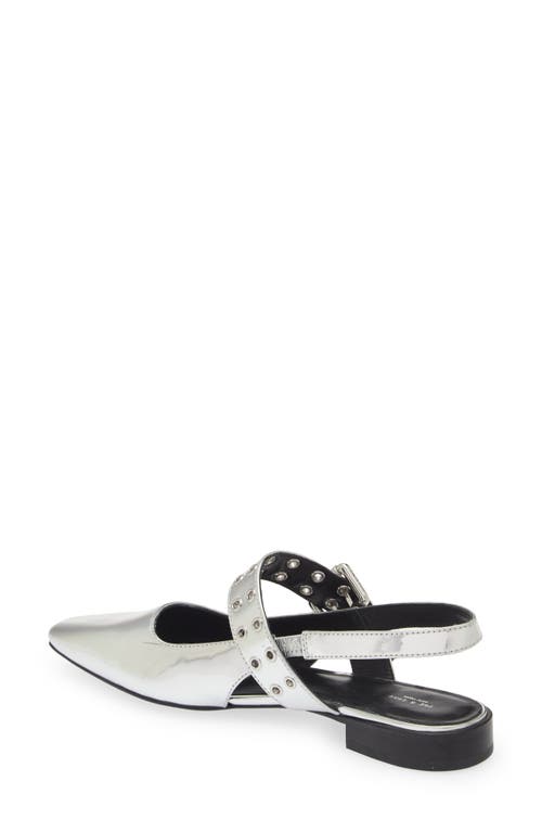 Rag & Bone Astra Metallic Buckle Slingback Ballerina Flats In Silver