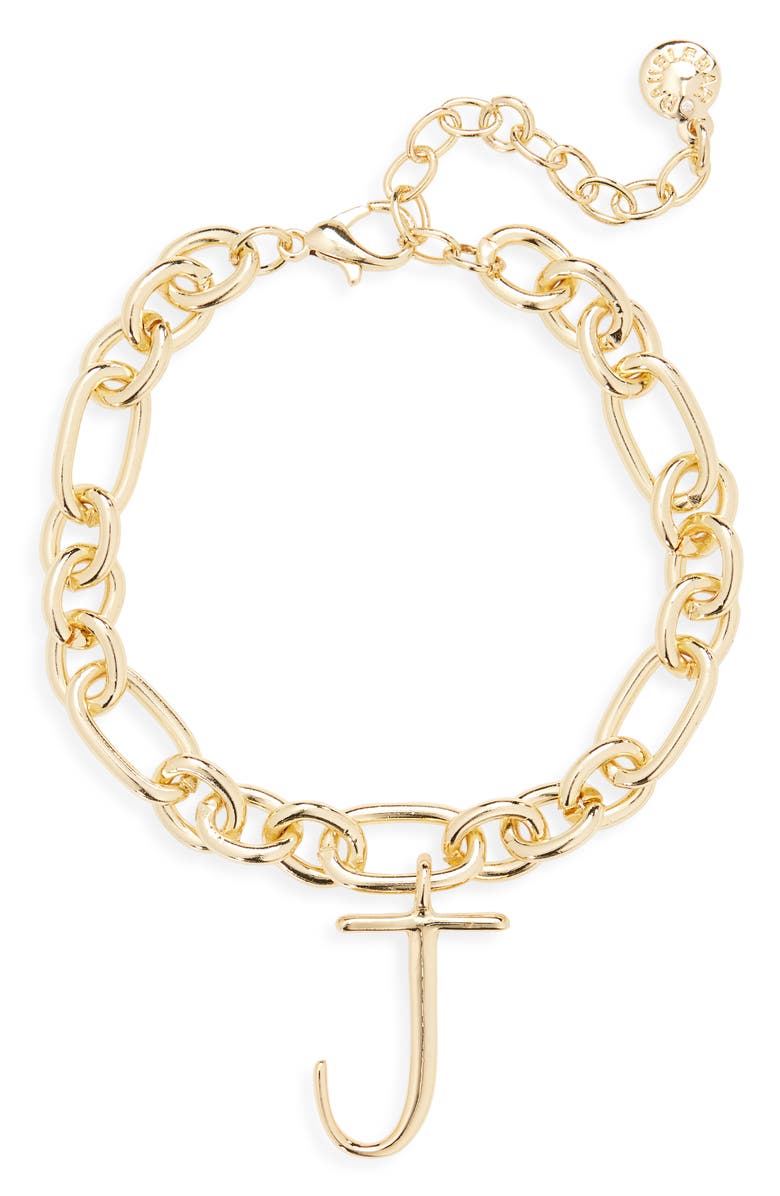 BaubleBar Initial Charm Chain Braclet, Main, color, Gold J
