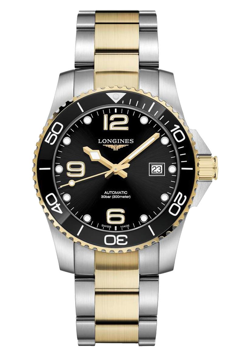 HydroConquest Automatic Bracelet Watch, 41mm, Main, color, BLACK