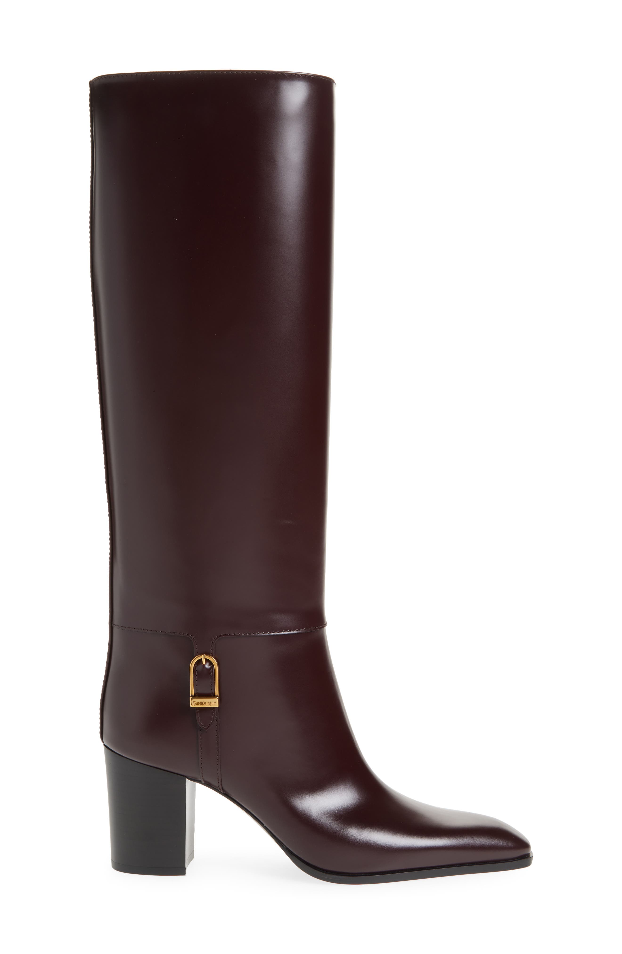 Saint Laurent Julia Tall Boot, Alternate, color, Wine