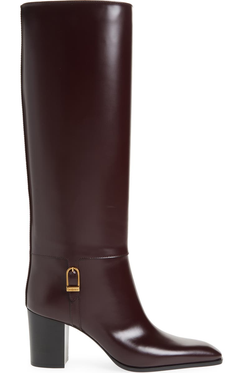 Saint Laurent Julia Tall Boot, Alternate, color, Wine