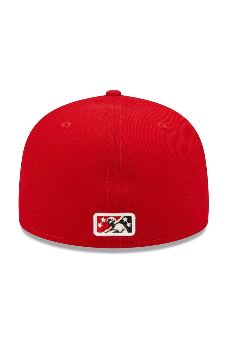 New Era Men's New Era Red Richmond Flying Squirrels Fauxback Theme Night 59FIFTY Fitted Hat, Alternate, color,