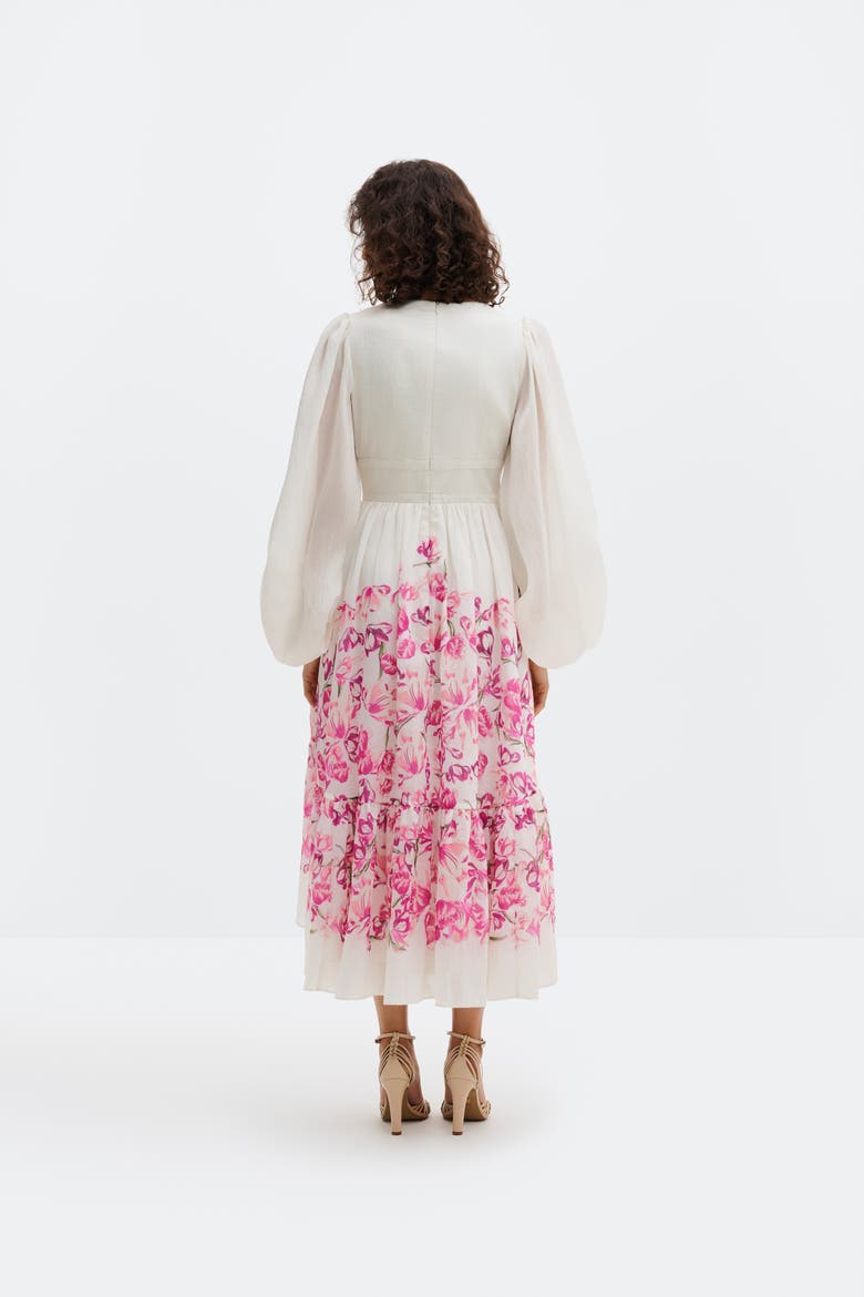 Sasia Deep V-Neck Midi Dress, Alternate, color, Tulip Pink