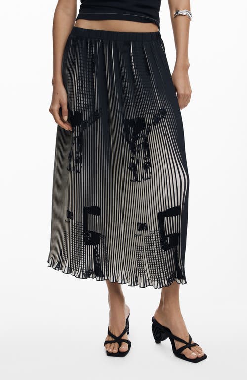 Desigual Evase Micropleat Skirt In Black