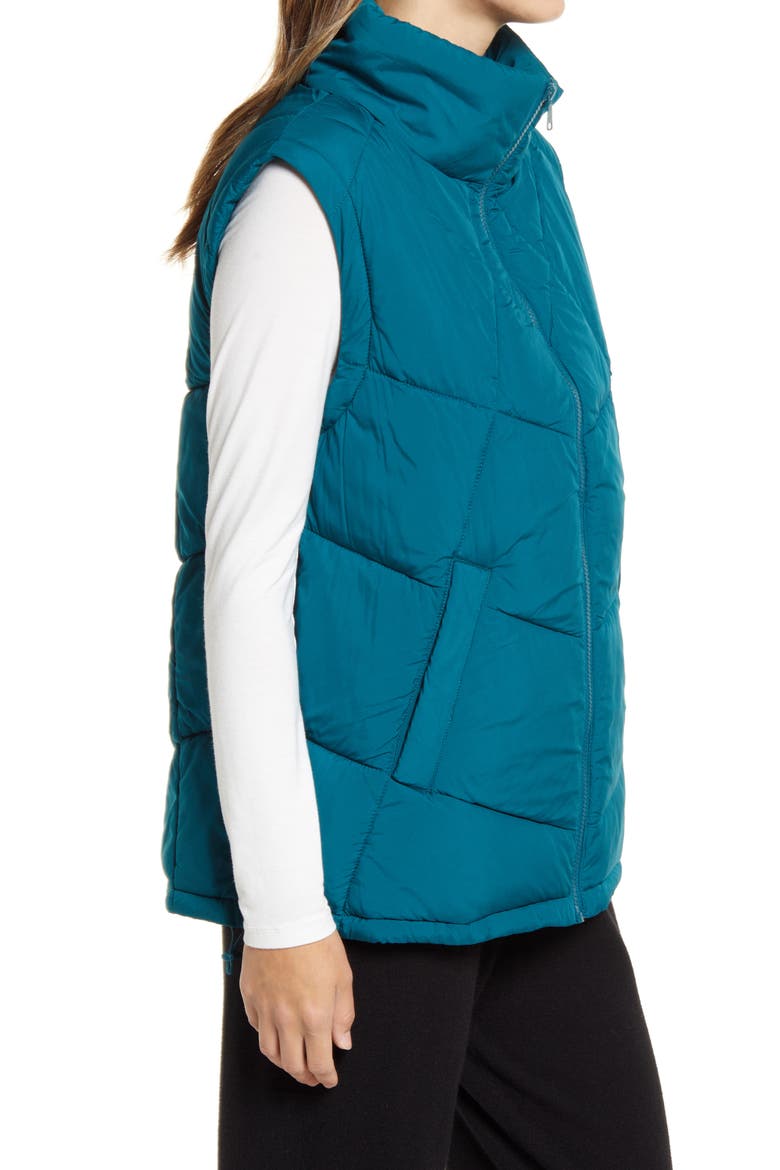 Women's Stand Collar Puffer Vest, Alternate, color, TEAL OCEAN