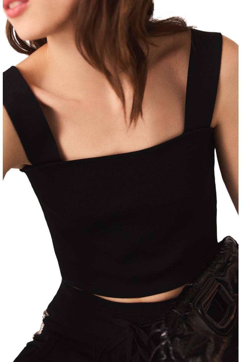 Knitted crop top with straps, Alternate, color, Black