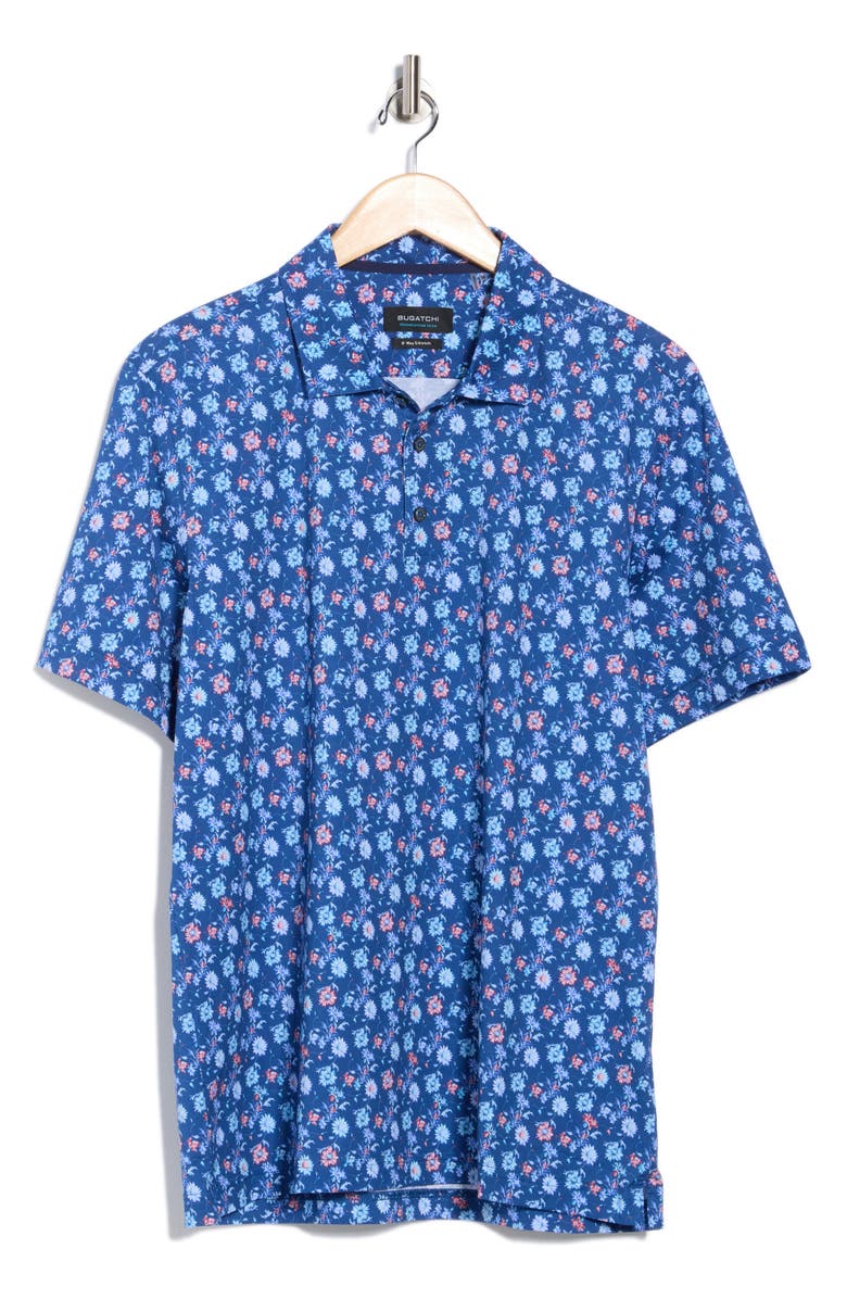 Bugatchi Victor Short Sleeve 8-Way Stretch OoohCotton<sup>®</sup> Knit Polo, Alternate, color, Night Blue