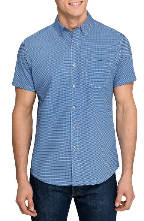 Slim Fit Micro Square Reworked Short Sleeve Button-Down Shirt