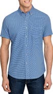 W.R.K Slim Fit Micro Square Reworked Short Sleeve Button-Down Shirt