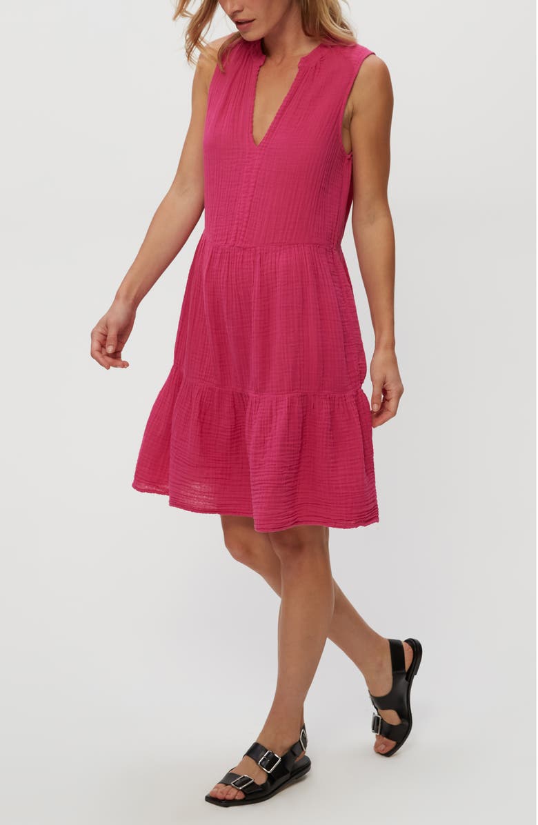 Michael Stars Daisy Cotton Gauze Babydoll Dress, Alternate, color, Pitaya