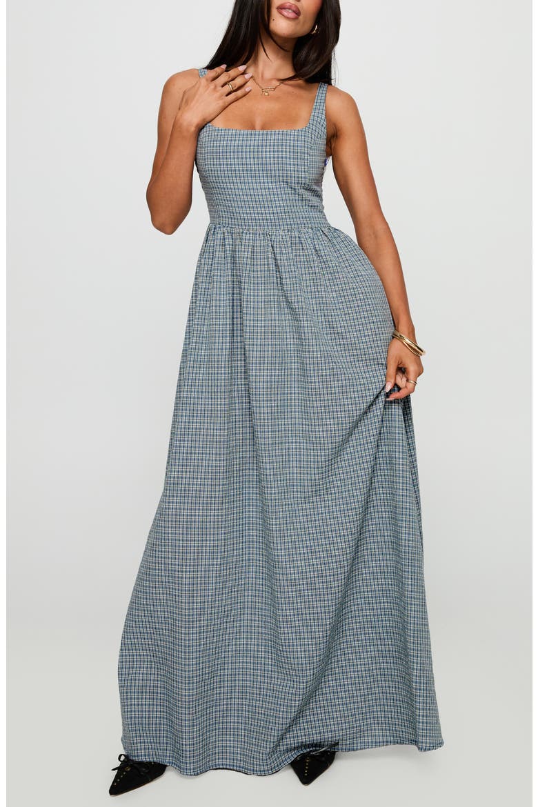Cartmel Check Maxi Dress, Main, color, NAVY