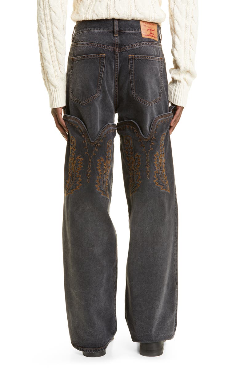 Y/Project Cowboy Cuff Convertible Straight Leg Jeans, Alternate, color, 