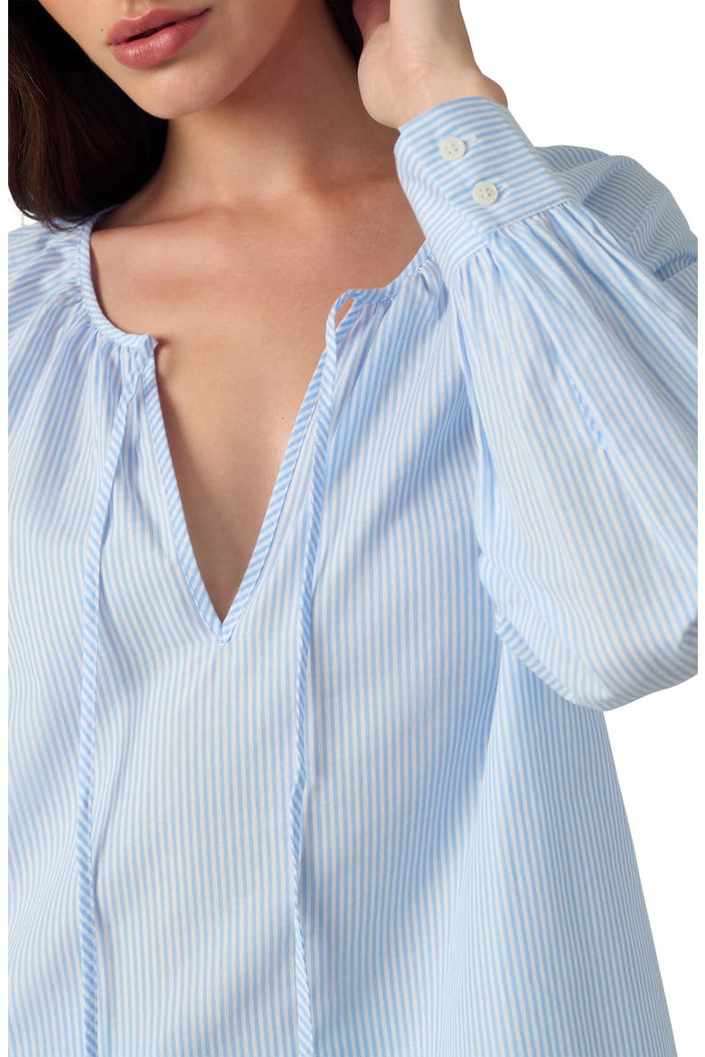 The Everyday Split Neck Top, Alternate, color, BLUE/ WHITE STRIPE