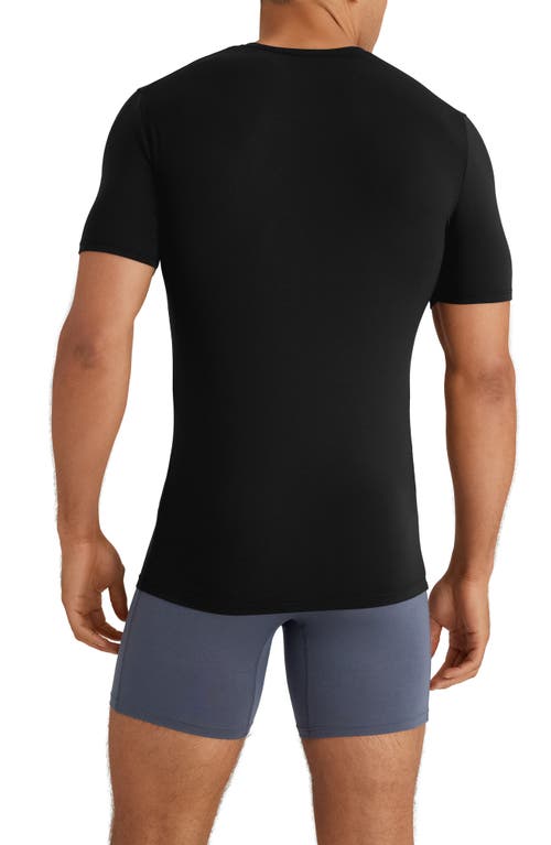 Tommy John 3-pack Second Skin Stay Tucked Crewneck Undershirts In Black
