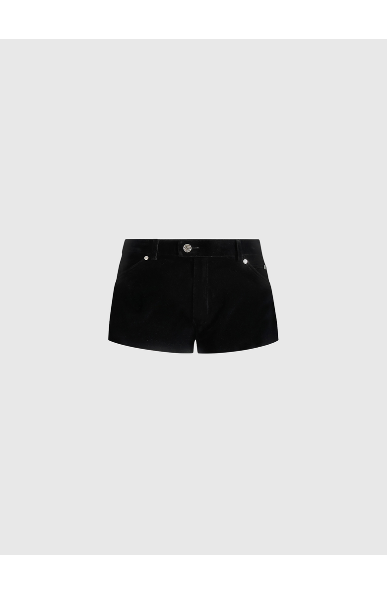 Manière De Voir Samia Velvet Patent Mini Shorts, Alternate, color, Black